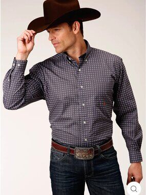 ROPER | Foulard Western Long Sleeve Button Down Shirt | "Plum" | Size XL